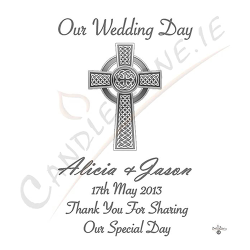 Personalised Thank you Wedding Favour - Celtic Hi-Cross Silver Script