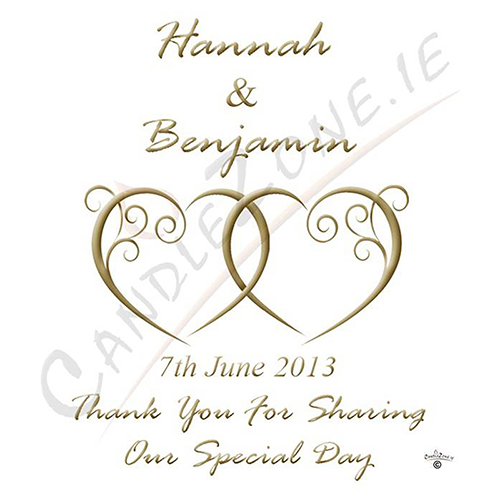Personalised Thank you Wedding Favour - Entwined Hearts Gold