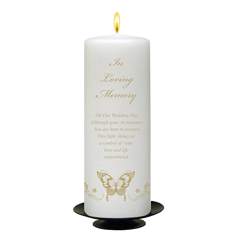 Personalised Wedding Remembrance Candle - Magestic Gold Butterfly