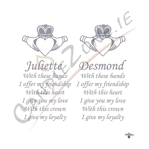 Personalised Wedding Candles - Claddagh Heart Silver