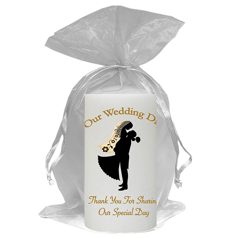 Personalised Thank you Wedding Favour - In his Arms Silhouette Gold