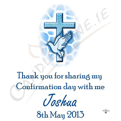 Peronsonalised Confirmation Thank you Favour - Cross & Dove Blue