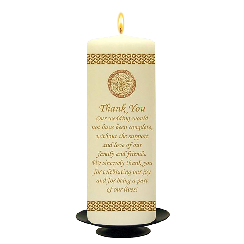 Personalised Wedding Thank you Candle Gift - Gold Claddagh Wedding Thank You Candle