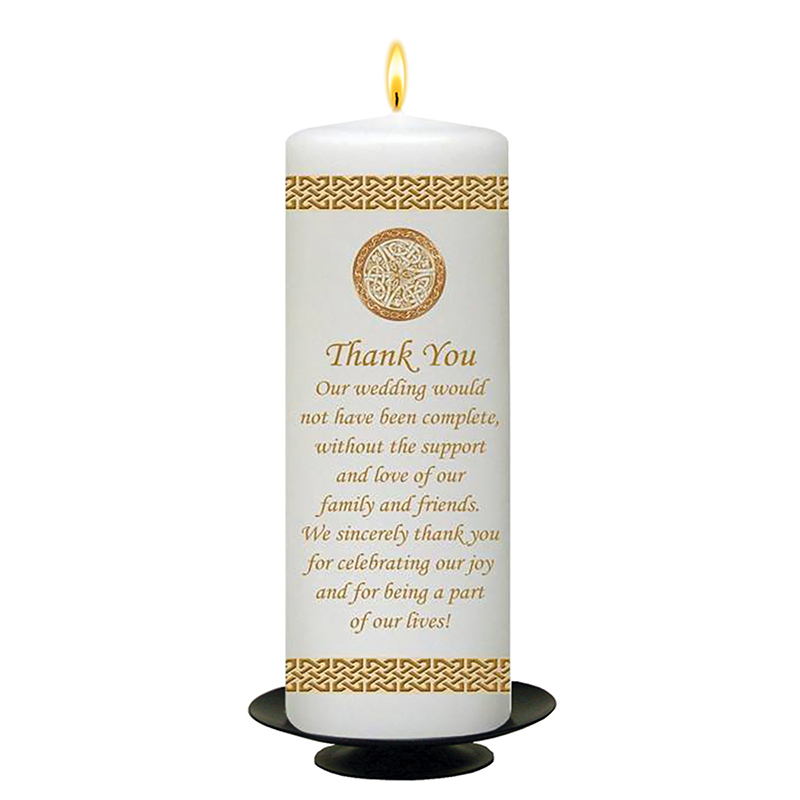 Personalised Wedding Thank you Candle Gift - Gold Claddagh Wedding Thank You Candle