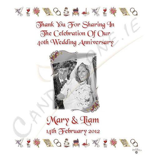 Personalised Wedding Anniversary Candle Gift - 40th (Ruby) Anniversary - Ribbons & Photo