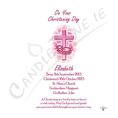 Personalised Girls Christening Candle - Cross