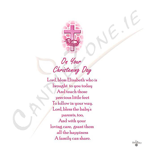Personalised Girls Christening Candle - Cross