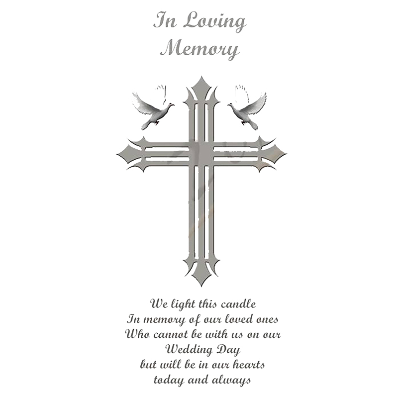 Personalised Wedding Remembrance Candle - Dove & Cross Silver