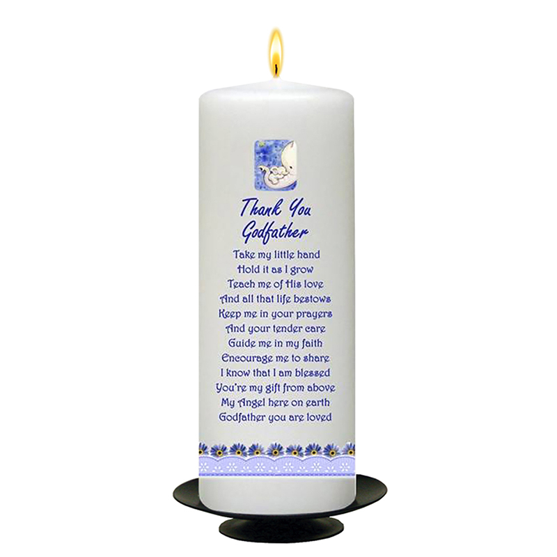 Personalised Godfather Candle Gift - Blue Elephants