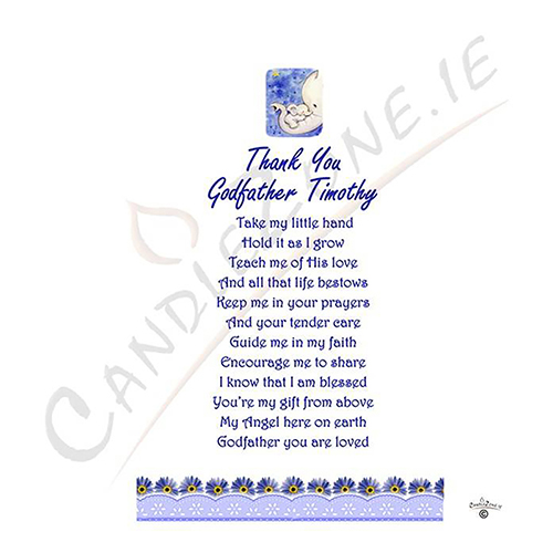 Personalised Godfather Candle Gift - Blue Elephants