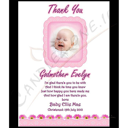 Personalised Godmother Candle Gift - Pink Daisies with Photo