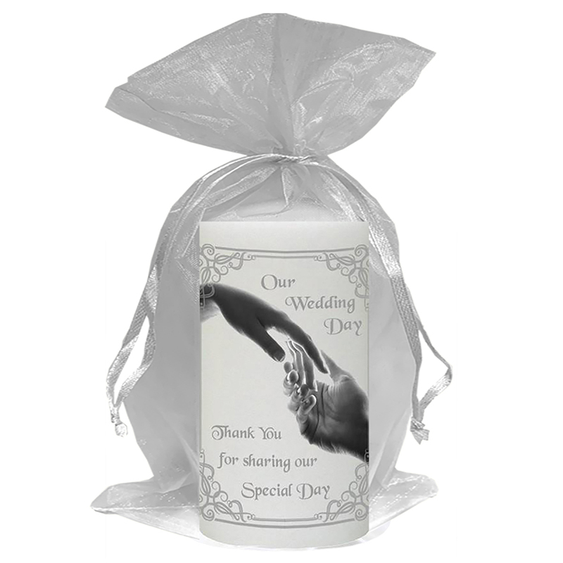 Hand To Hand Silver Wedding Candles (Ivory/White)
