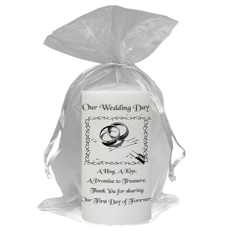 Personalised Wedding Candles - Rings & Pen Modern