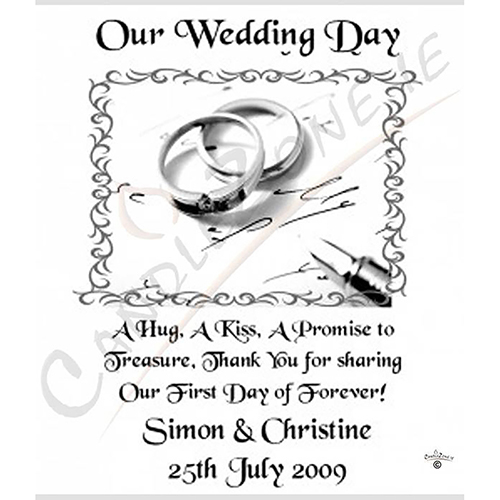 Personalised Wedding Candles - Rings & Pen Modern