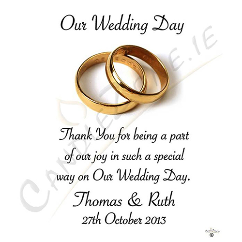 Personalised Wedding Candles - Gold Elegant Rings on White Candles