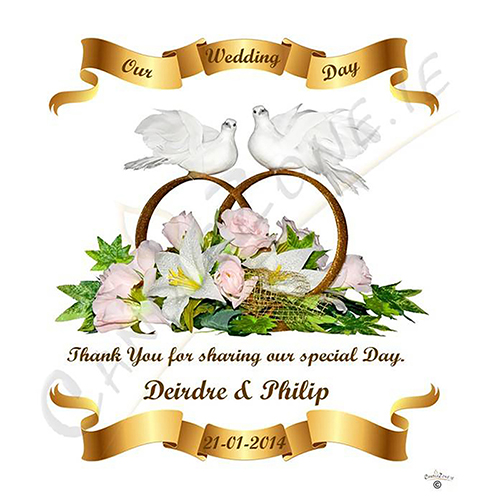 Personalised Wedding Candles - Wedding Bouquet Gold