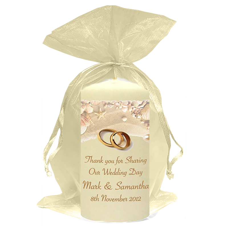 Personalised Wedding Candles - Beach & Rings