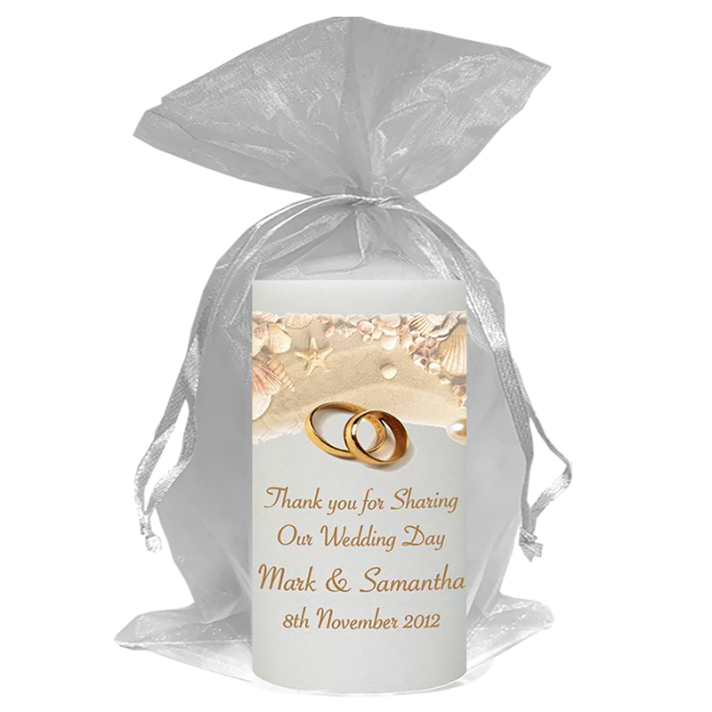 Personalised Wedding Candles - Beach & Rings