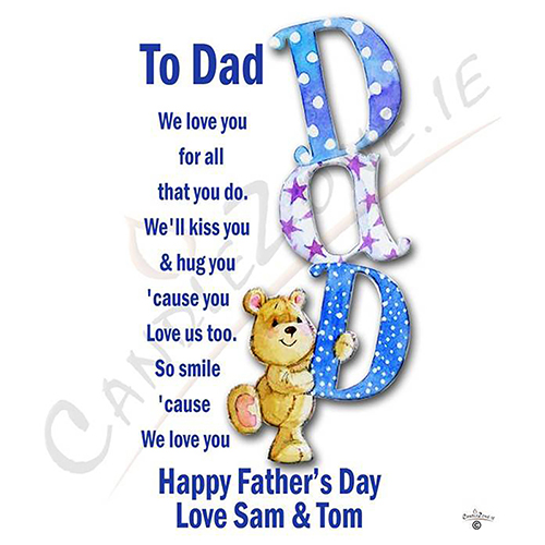 Personalised Fathers Day Gift Candle - Cute Teddy