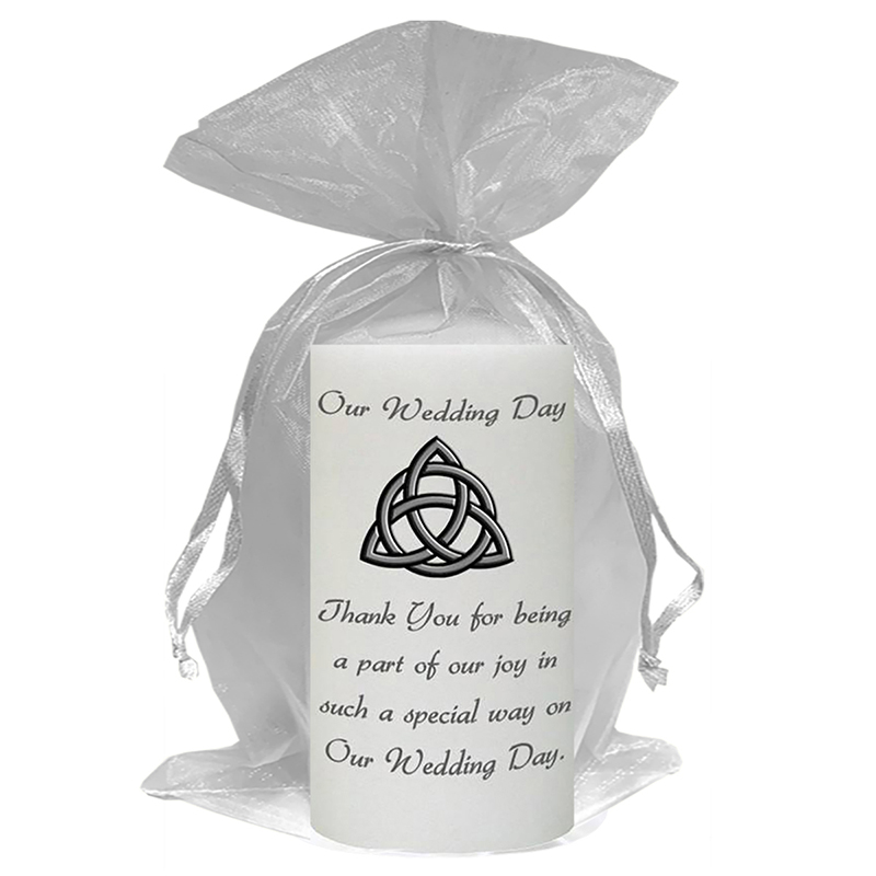 Personalised Wedding Candles - Trinity Knot Silver