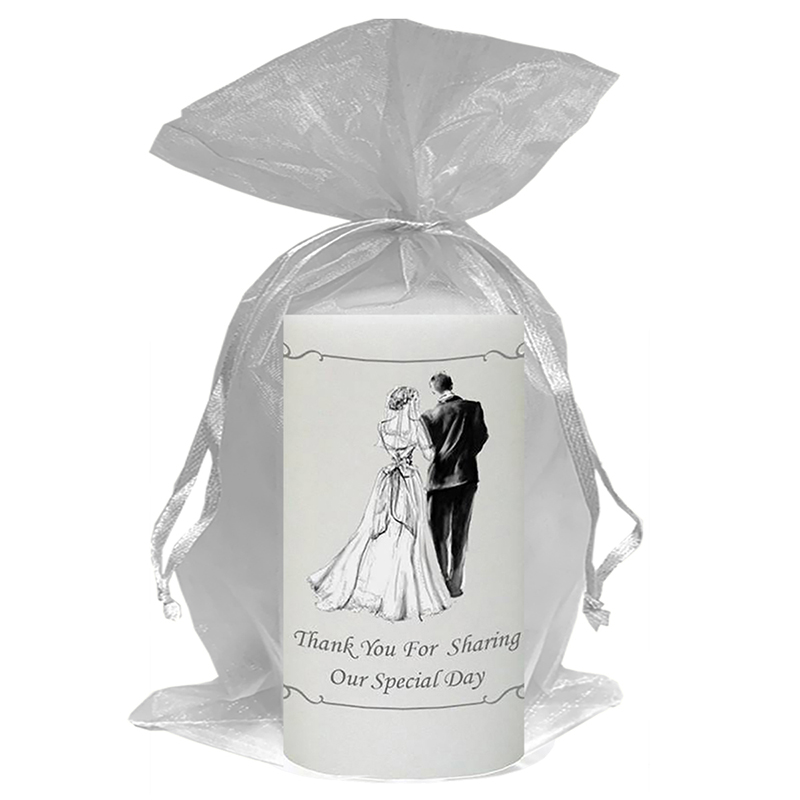 Personalised Wedding Candles - Vintage Bride & Groom Silver Script