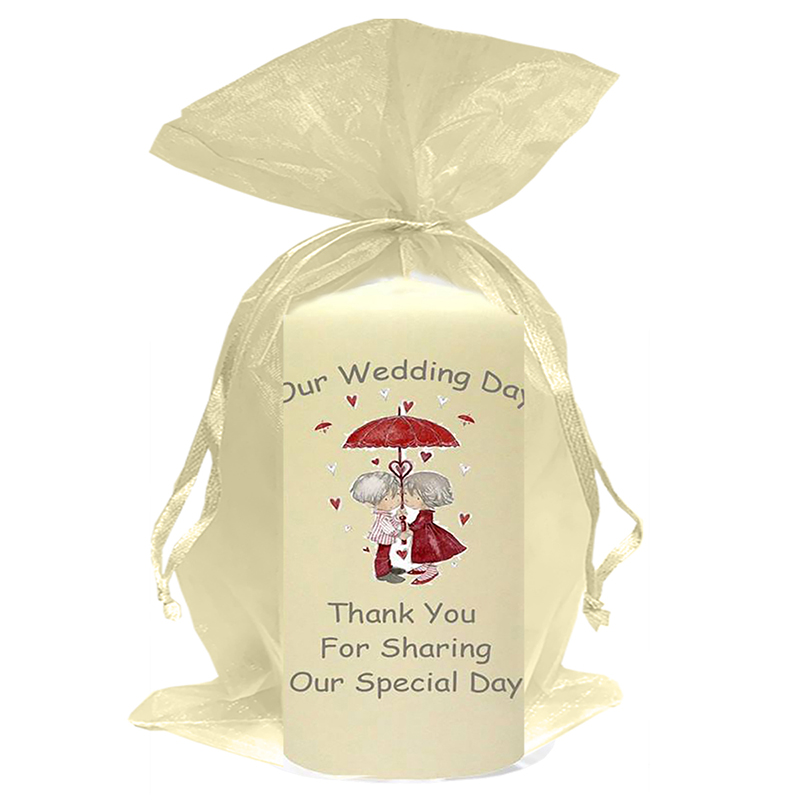 Personalised Wedding Candles - Umbrella of Love Gold