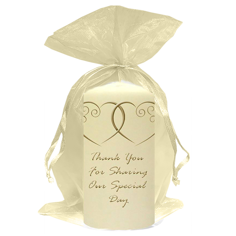 Personalised Wedding Candles - Entwined Hearts Gold