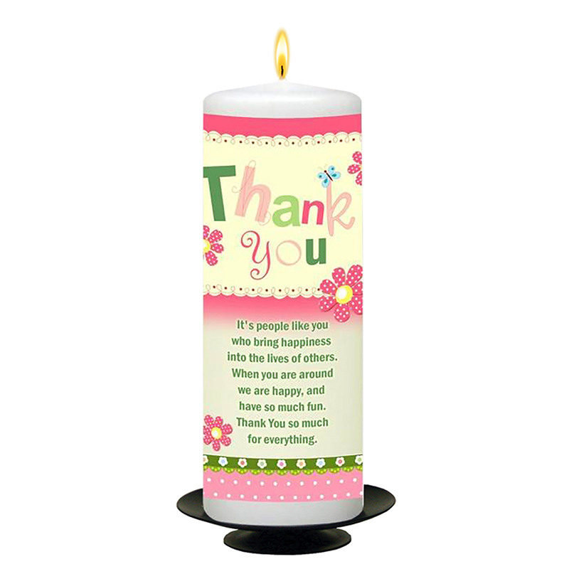 Personalised Thank you Candle Gift - Flowers & Butterflies