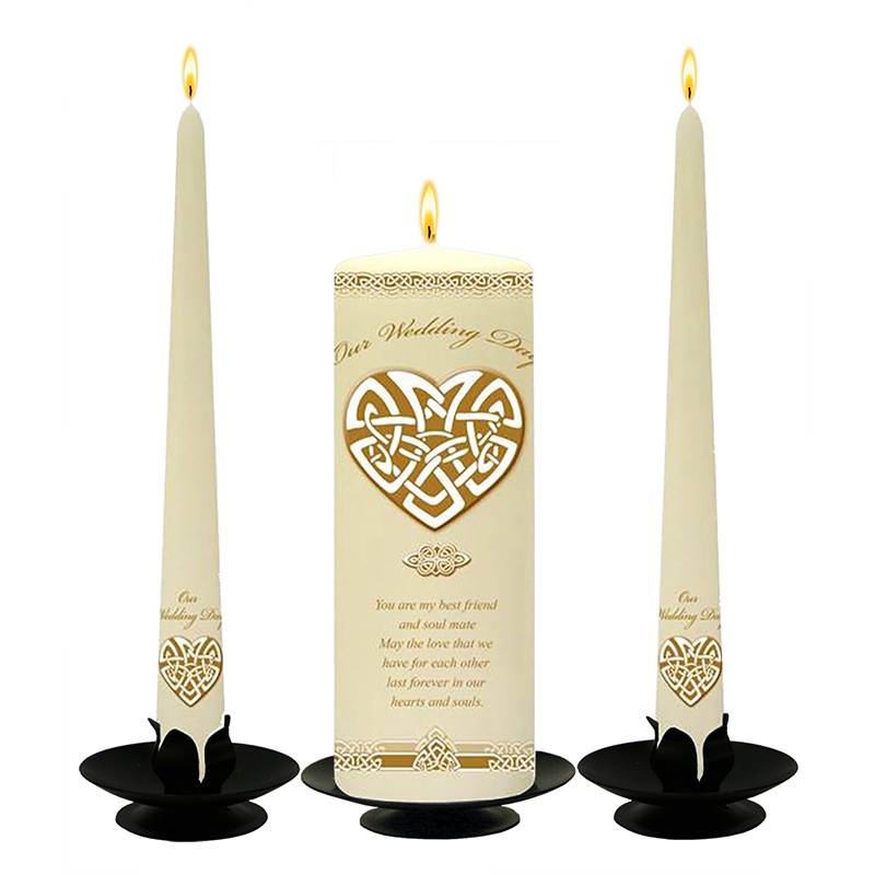 Personalised Wedding Candles - Infinity Heart Gold