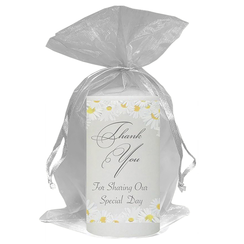 Personalised Thank you Wedding Favour - Dasies Silver