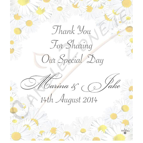 Personalised Thank you Wedding Favour - Dasies Silver