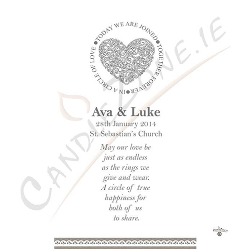 Personalised Wedding Candles - Circle of Love Sliver