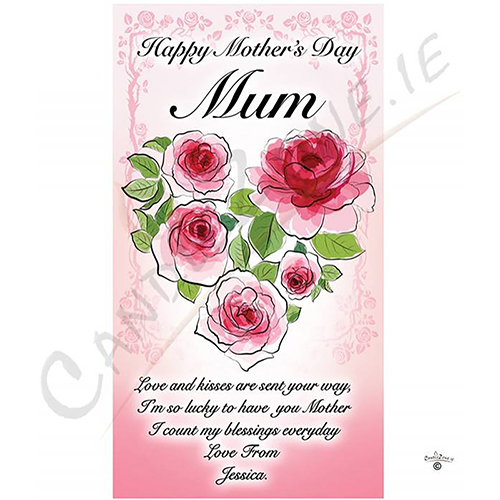 Personalised Mothers Day Candle Gift - Red Roses Heart