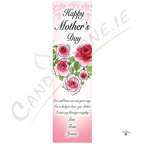 Personalised Mothers Day Candle Gift - Red Roses Heart
