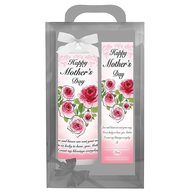 Personalised Mothers Day Candle Gift - Red Roses Heart