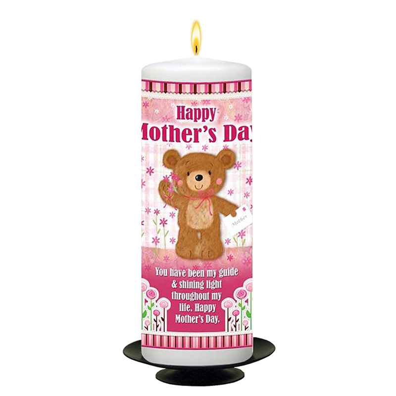 Personalised Mothers Day Candle Gift - Cute Ted & Letter