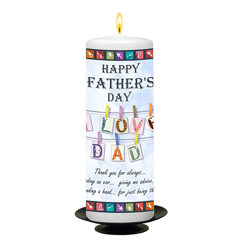 Personalised Fathers Day Gift Candle - Love Dad Clothes Line