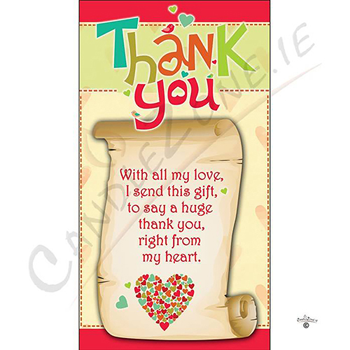 Personalised Thank you Candle Gift - Heart on Scroll
