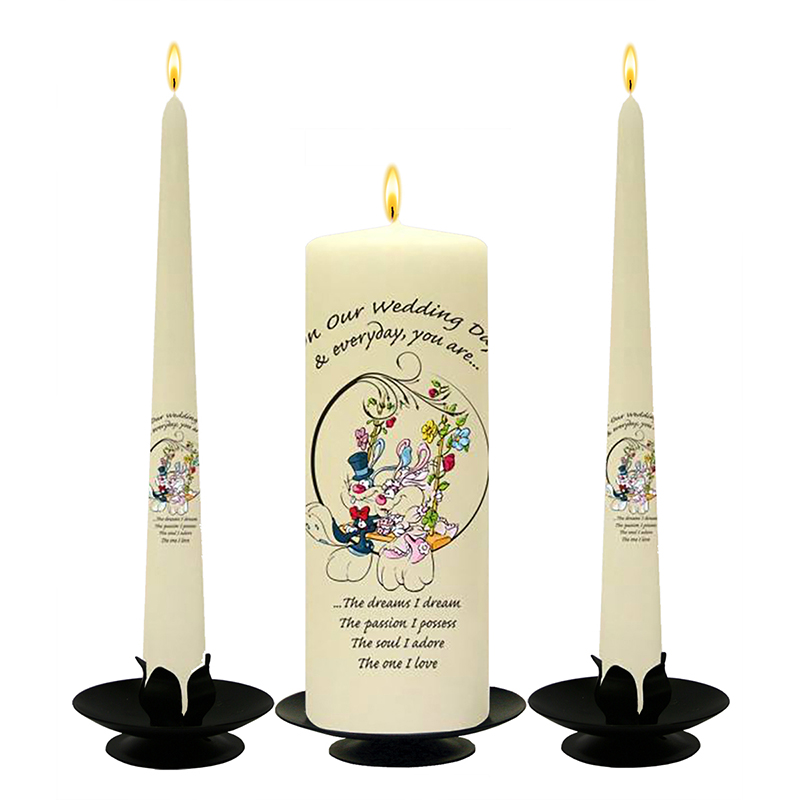 Personalised Wedding Candles - Bunny Swing