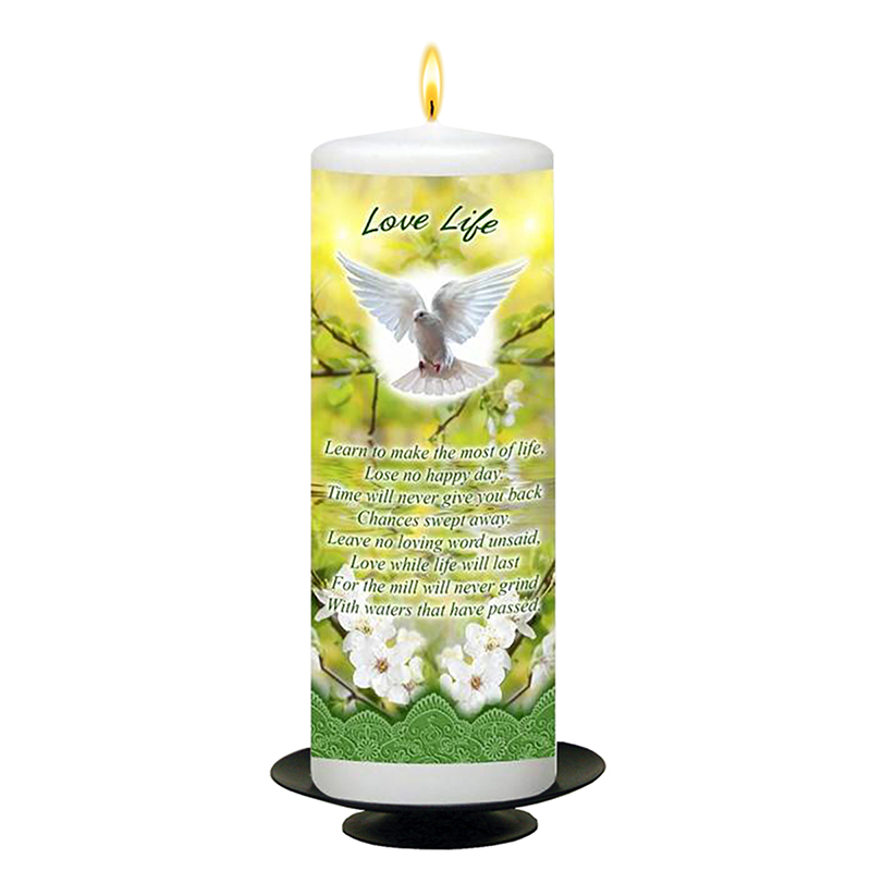 Personalsied Inspirational Candle Gift - Dove Love Life
