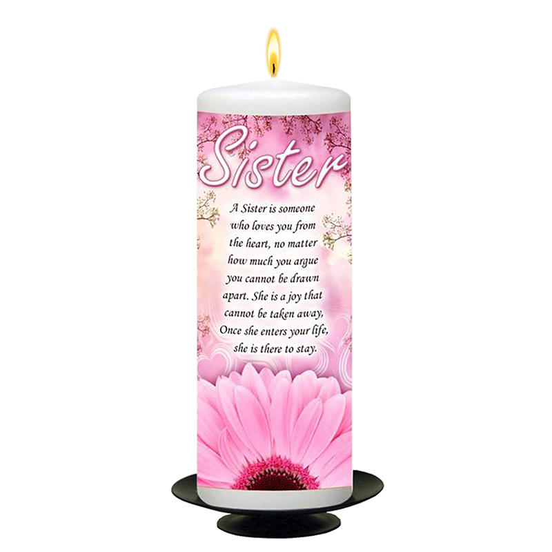 Personalised Family Candle Gift - Sister & Pink Gerbera