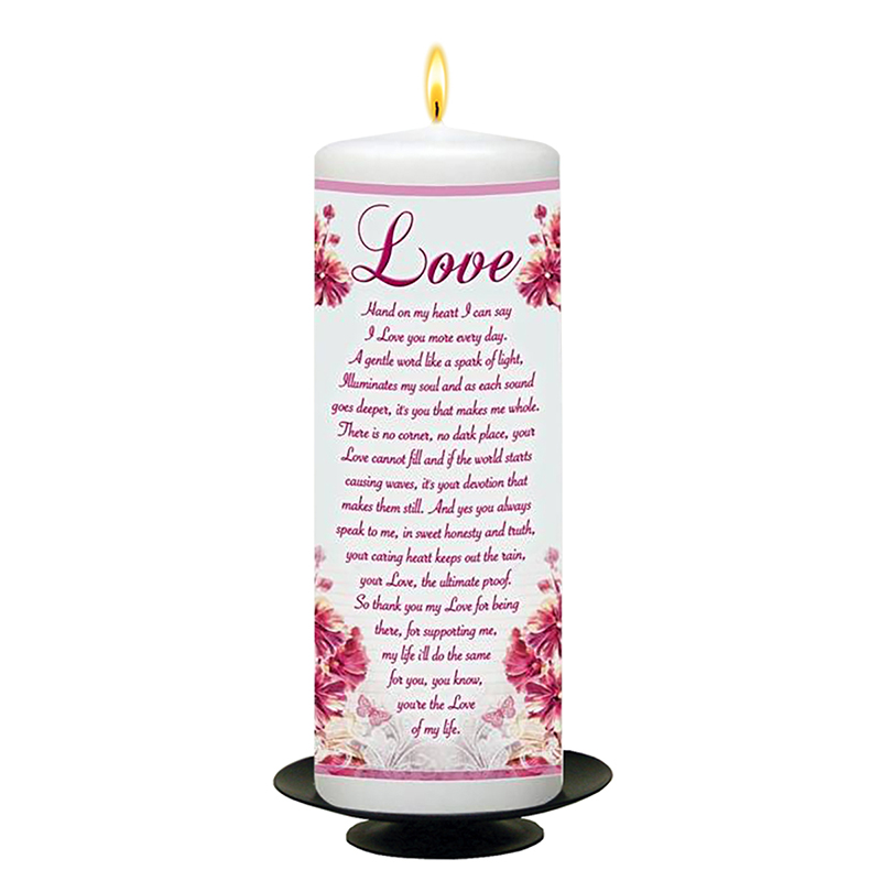 Personalsied Inspirational Candle Gift - Sayings Range Love