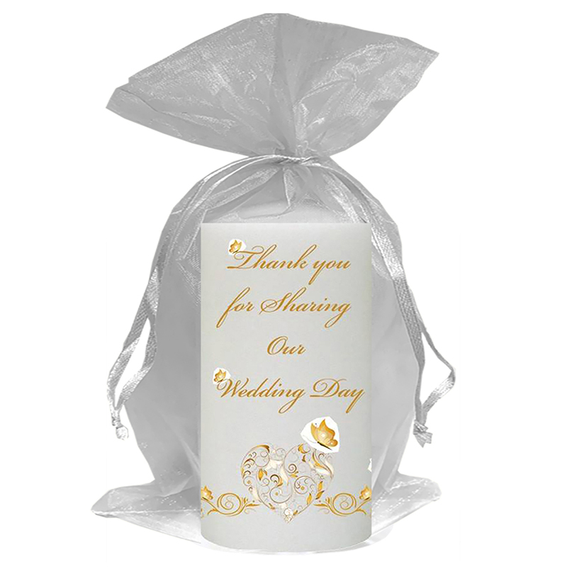 Personalised Thank you Wedding Favour - Hearts & Butterflies Gold