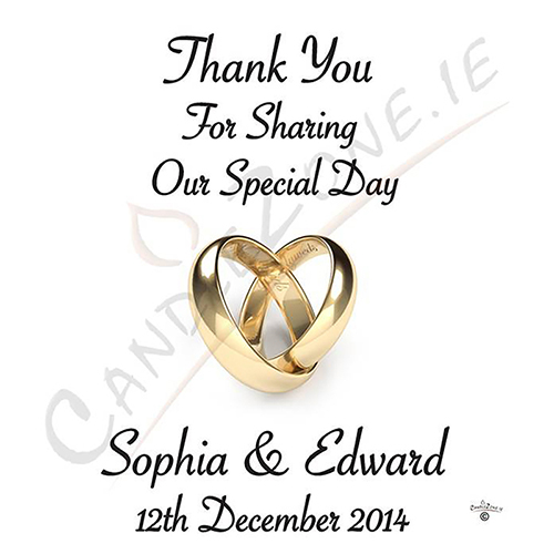 Personalised Thank you Wedding Favour - Entwinded Gold Rings