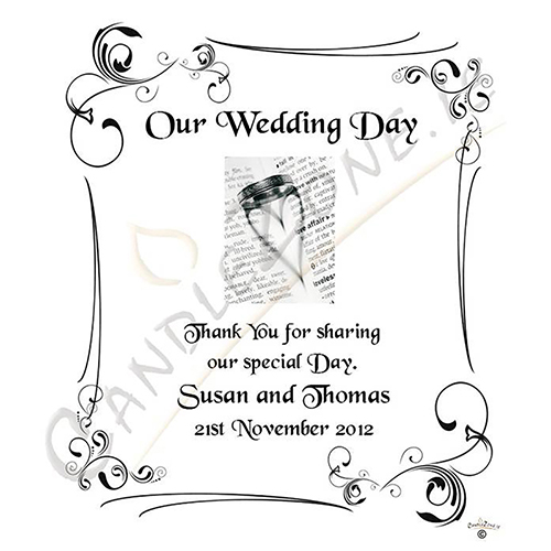 Personalised Thank you Wedding Favour - Ring Heart Silhourette Silver