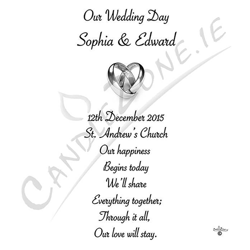 Personalised Wedding Candles - Entwined Silver Rings Set (1 x 9 inch & 2 x 6 inch Candles)