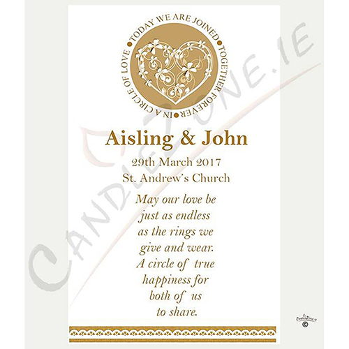 Personalised Wedding Candles - Flowers Gold Set (1 x 9 inch & 2 x 6 inch Candles)