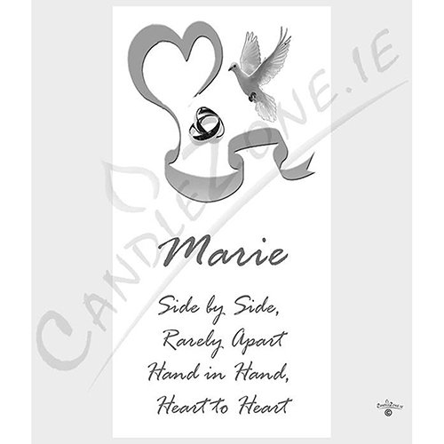 Personalised Wedding Candles - Two Hearts & Doves Silver Set (1 x 9 inch & 2 x 6 inch Candles)