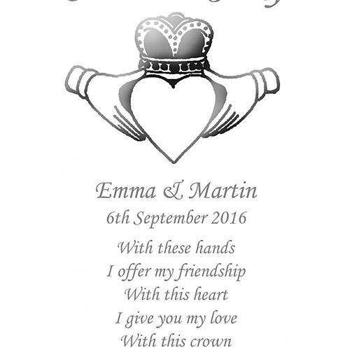 Personalised Wedding Candles - Claddagh heart Silver Set (1 x 9 inch & 2 x 6 inch Candles)