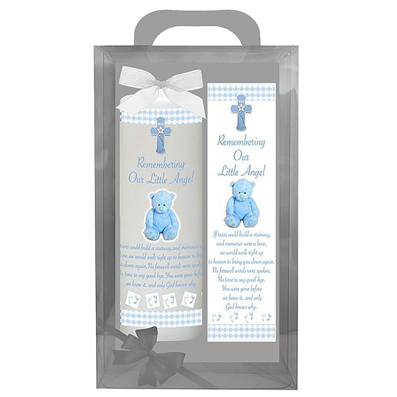 Personalised Remembrance Candle - Bear Angel Blue